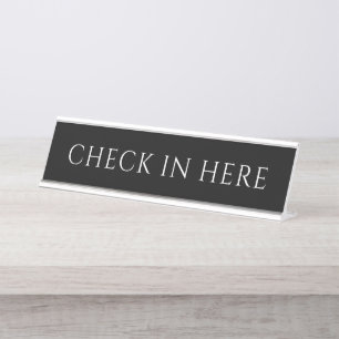 Elegant Black Check In Name Plate
