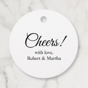 Elegant Black Cheers Custom Personalized Favor Tags