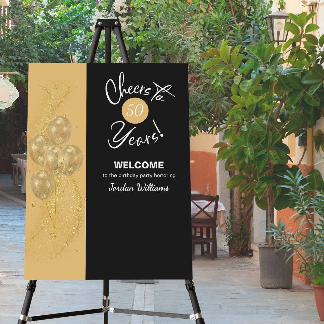 Elegant Black Cheers to 50 Years Birthday Party Foam Board (Creator Uploaded)