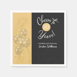 Elegant Black Cheers to 50 Years Birthday Party Napkins