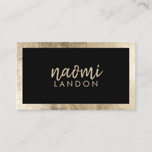 Elegant black chic gold modern square minimalist business card