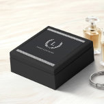 Elegant Black Chic Modern Initial Monogram Wedding Gift Box<br><div class="desc">This monogrammed wooden jewelry box for her is the perfect blend of elegance and modern sophistication. Designed to hold and organize her most treasured pieces, this jewelry box features a striking Greek key pattern border accent that adds timeless style. Whether it’s for a wedding, birthday, or anniversary, this personalized box...</div>