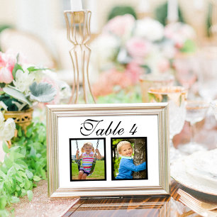 Elegant Black Childhood Photo Table Number Card