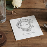 Elegant Black Chinoiserie Bird Crest Wedding Napkins