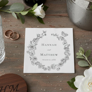 Elegant Black Chinoiserie Bird Crest Wedding Napkins