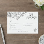 Elegant Black Chinoiserie Bird &amp; Crest Wedding RSVP Card
