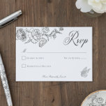 Elegant Black Chinoiserie Bird &amp; Crest Wedding RSVP Card