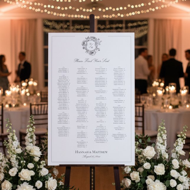 Elegant Black Chinoiserie Bird Crest Wedding Seat Foam Board (Creator Uploaded)