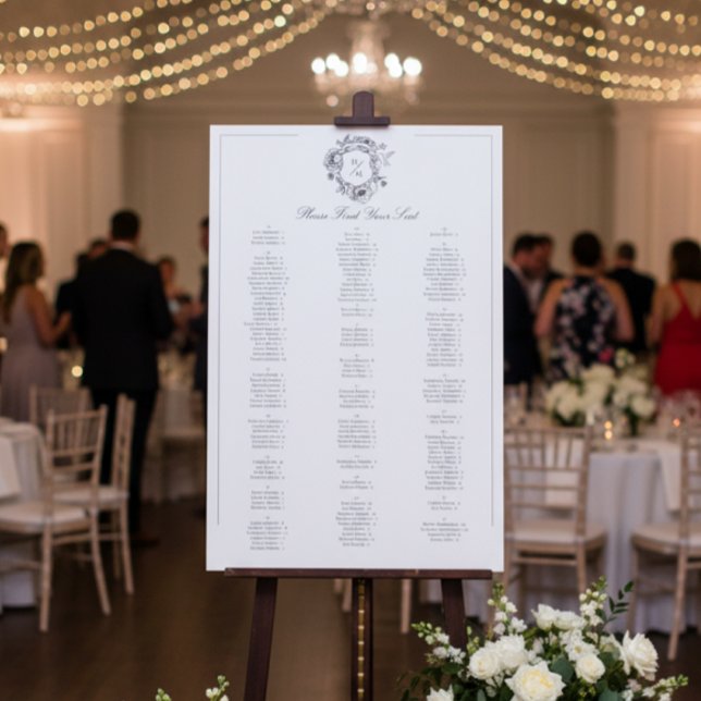 Elegant Black Chinoiserie Bird Crest Wedding Seat Foam Board (Creator Uploaded)