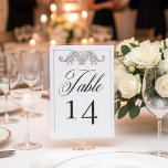 Elegant Black Chinoiserie Bird Crest Wedding Table Number