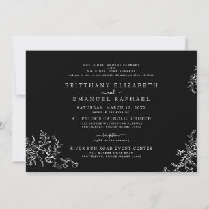 Elegant Black Chinoiserie Both Parents Wedding Invitation