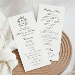 Elegant Black Chinoiserie Crest Wedding Program<br><div class="desc">Create a timeless keepsake with this elegant wedding program, featuring a sophisticated Victorian and Chinoiserie-inspired design. The front displays the couple's monogram initials framed by a striking black baroque crest, with their names, wedding date, and ceremony details in sleek black text. The back includes a bridal party list and a...</div>