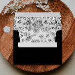 Elegant Black Chinoiserie Victorian Floral Wedding Envelope<br><div class="desc">Complement your wedding invitations with this Elegant Black Chinoiserie Victorian Floral wedding envelope! This envelope is lined with a black and white Chinoiserie floral pattern perfect for your Victorian-inspired wedding. Personalize the black Chinoiserie floral wedding envelope with your names in white calligraphy and your return address in classic serif lettering....</div>