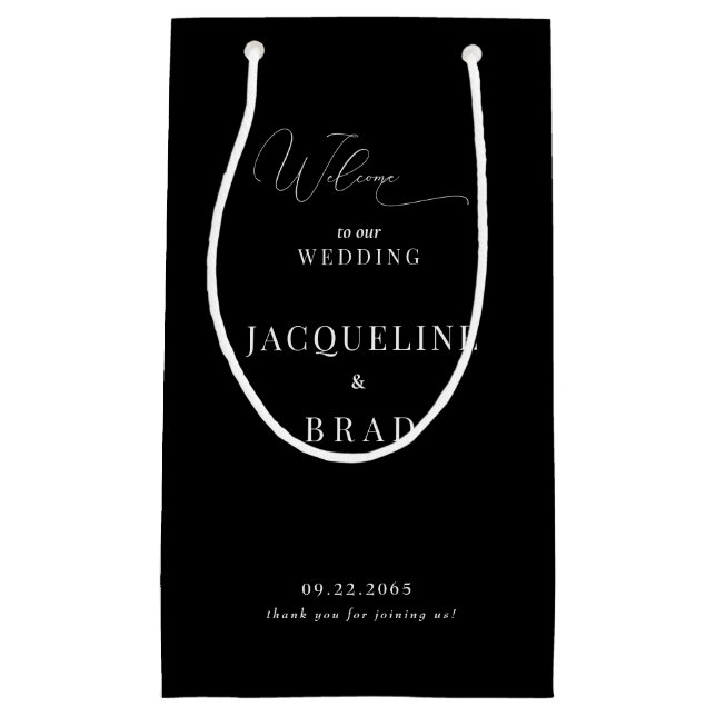 Elegant Black Chinoiserie Wedding Favor Thank You Small Gift Bag (Front)