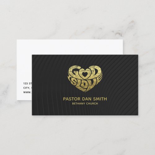 Elegant Black Christian Church Pastor  Ministry Business Card