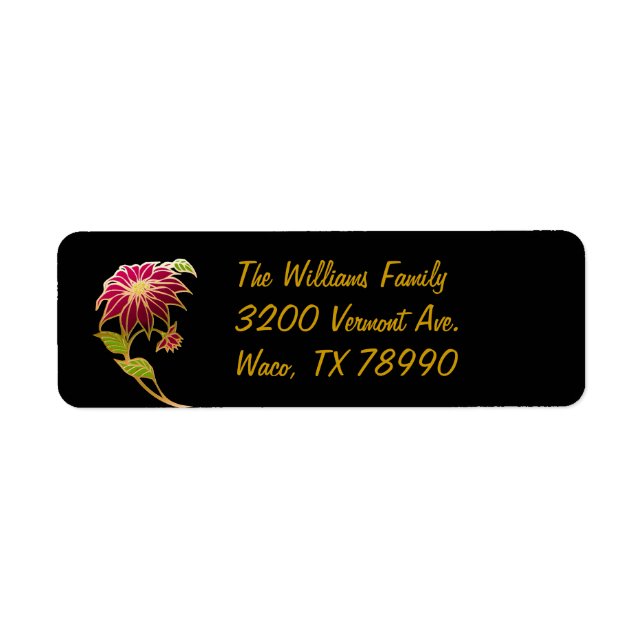 Elegant Black Christmas Address Label (Front)