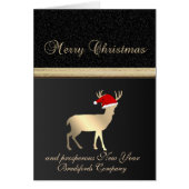 Elegant Black ,Christmas Deer Santa Hat,Corporate (Front)