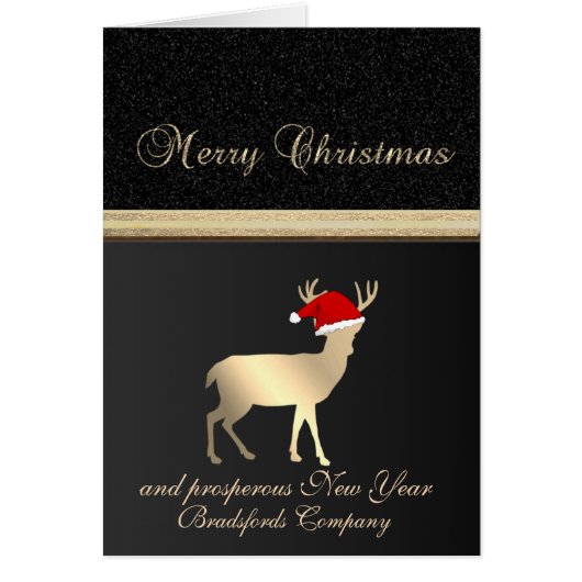 Elegant Black ,Christmas Deer Santa Hat,Corporate (Front)