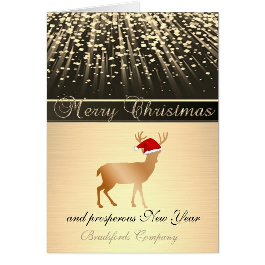 Elegant Black, Christmas Deer Santa Hat,Corporate (Front)