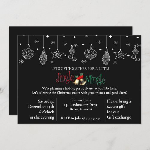 Elegant Black Christmas Design Invitation