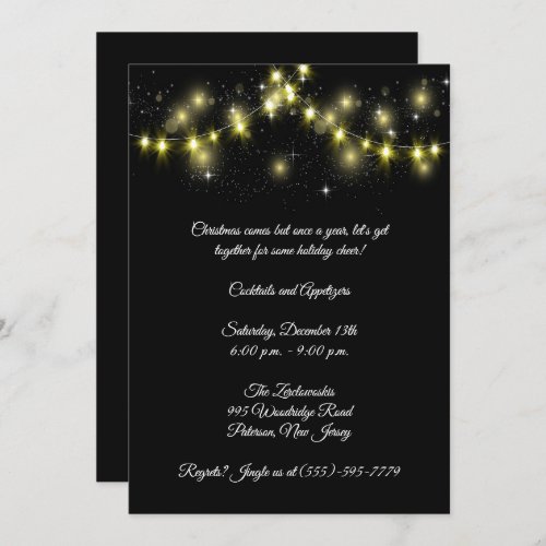 Elegant Black Christmas Design Party Invitation