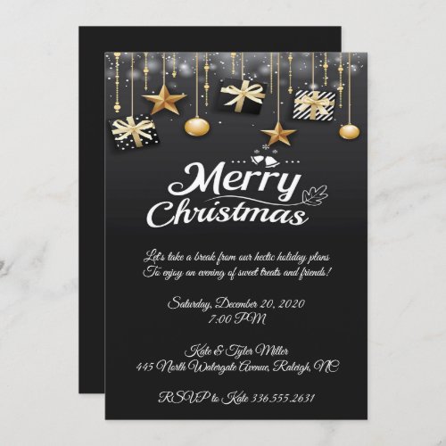 Elegant Black Christmas Design Party Invitation