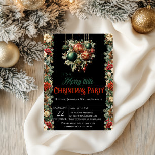 Elegant Black Christmas Party Invitation 