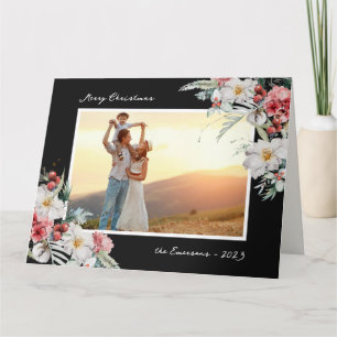 Elegant Black Christmas Photo Holiday Card