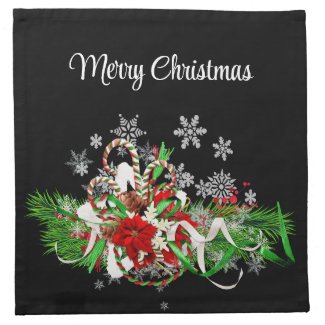 Elegant Black Christmas Poinsettia Greenery 