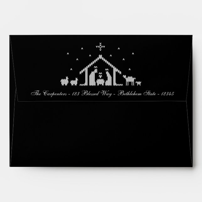 Elegant Black Christmas Sweater Knit Christian Envelope (Back (Top Flap))
