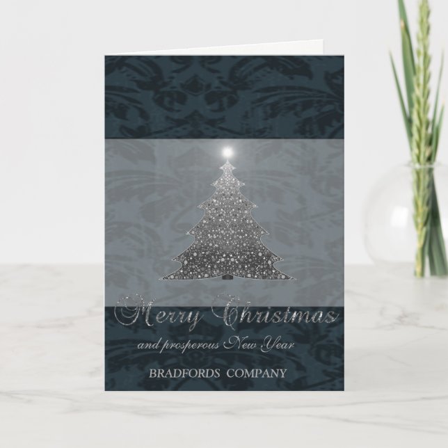 Elegant Black , Christmas Tree, Company Holiday Card (Front)