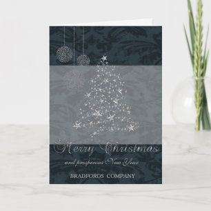 Elegant Black , Christmas Tree,Snowflakes,Company Holiday Card