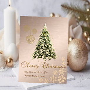 Elegant Black,Christmas Tree,Snowflakes,Corporate Holiday Card