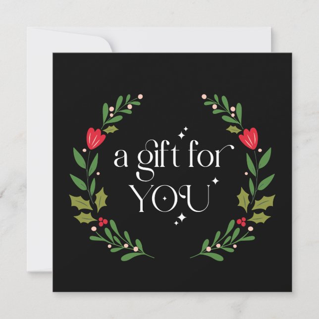 Elegant Black Christmas Wreath Gift Certificate (Front)