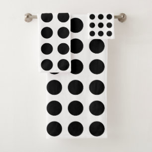 Elegant Black Circles on White Bath Towel Set