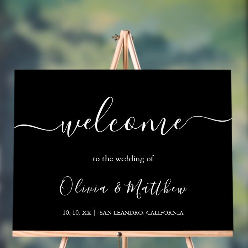 Elegant Black Classic Minimalist Wedding Acrylic Sign