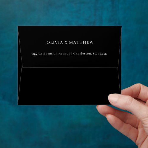 Elegant Black Classic Minimalist Wedding Envelope