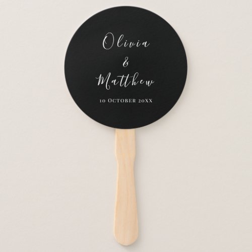 Elegant Black Classic Minimalist Wedding Hand Fan