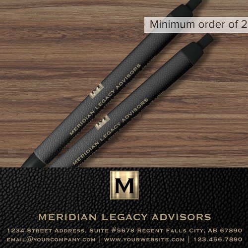 Elegant Black Classic Monogram Black Ink Pen