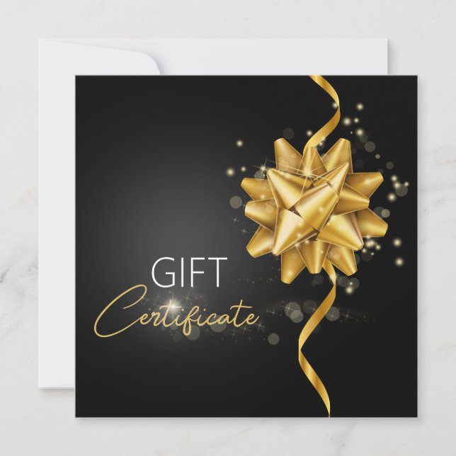 Elegant Black Classy Luminous Gold Round Bow Gift (Front)