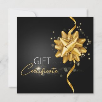 Elegant Black Classy Luminous Gold Round Bow Gift
