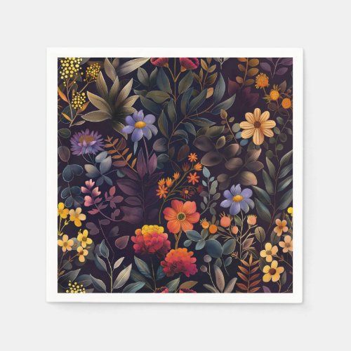 Elegant black colorful floral  napkins