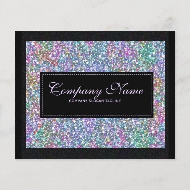 Elegant Black Colorful Purple Glitter & Sparkles 2 Flyer (Back)