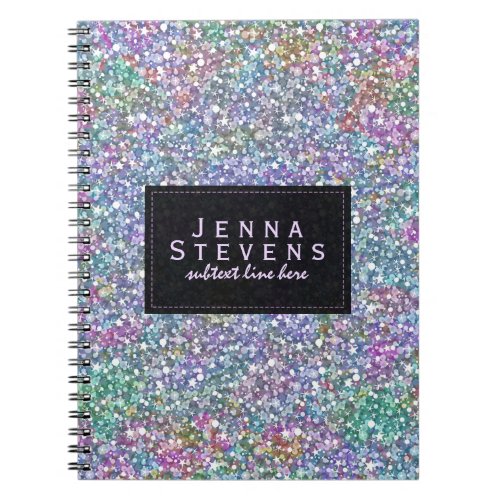 Elegant Black Colorful Purple Glitter  Sparkles 2 Notebook