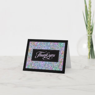 Elegant Black Colorful Purple Glitter & Sparkles 2 Thank You Card