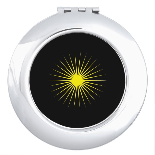 Elegant Black Compact Mirror with Shimmering Star  (Front)