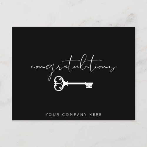 Elegant Black Congrats New Home Real Estate   Postcard