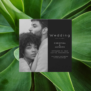 Elegant Black Couple Photo Save the Date Magnetic Invitation