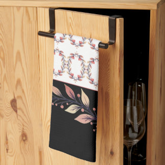 Elegant black cream and rose clay kitchen towel