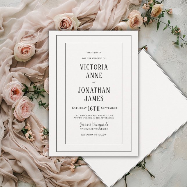 Elegant Black & Cream Chic Wedding Invitation (Creator Uploaded)